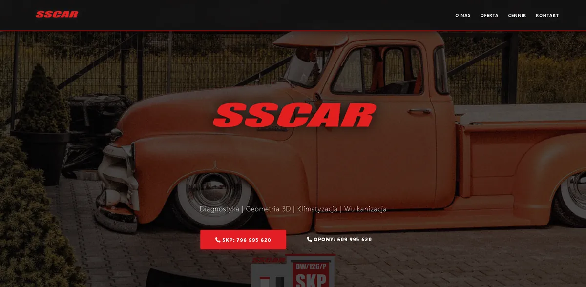 SSCAR - strona internetowa dla serwisu samochodowego
